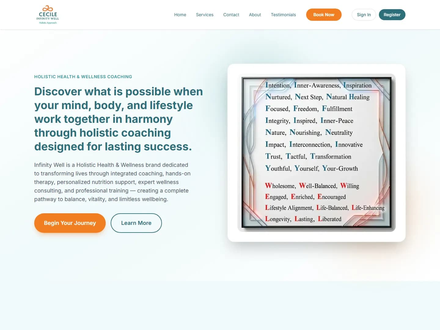Infinity Well: Holistic Wellness Coaching Website